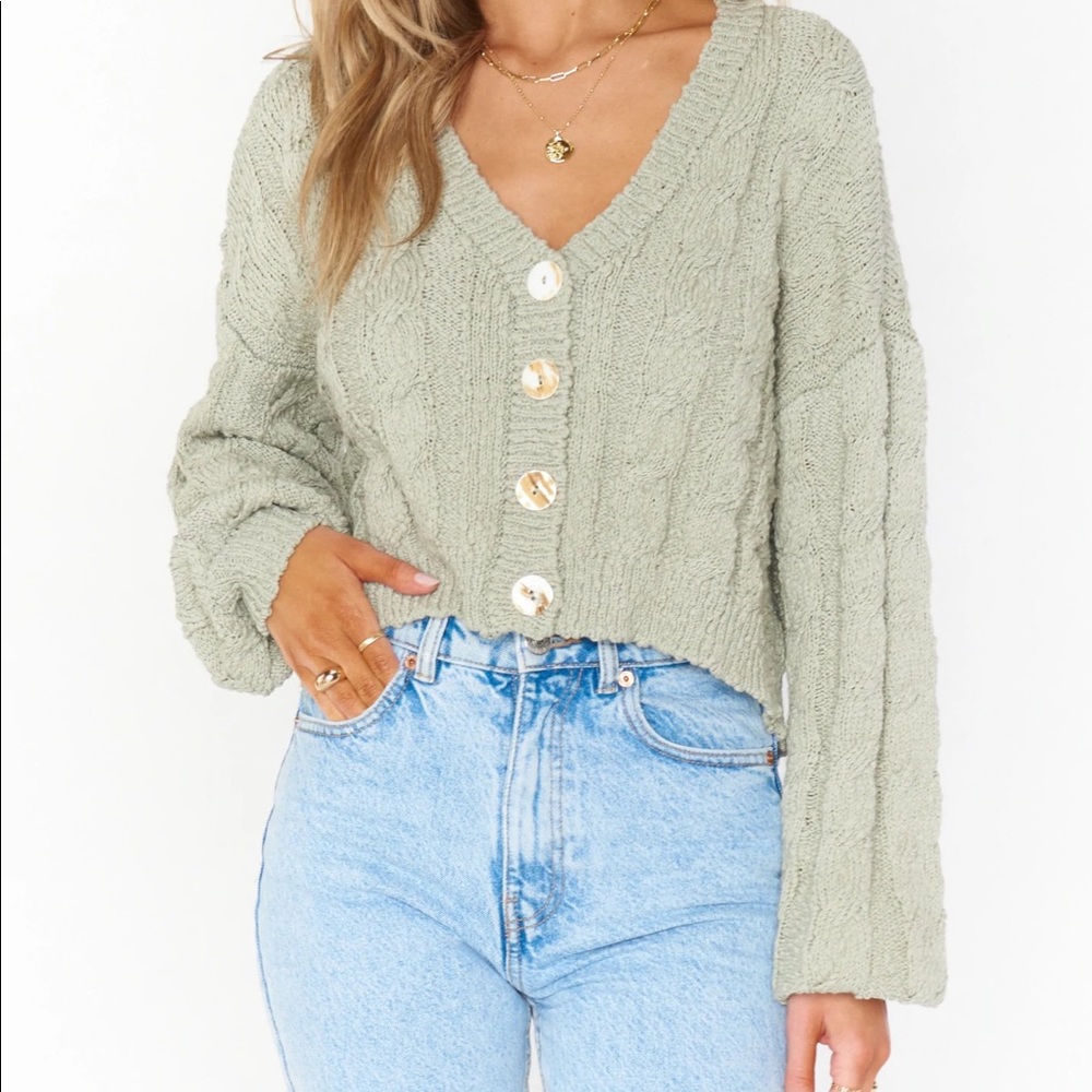 Show Me Your Mumu Condrad Cardi Sage Cable Knit Sweater